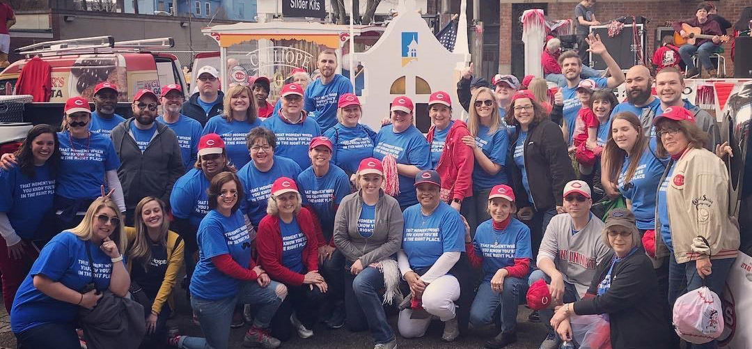The Christ Hospital employees walking in the Cincinnati Reds Opening Day Parade, 2019